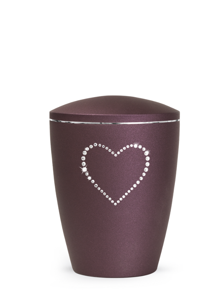 Zvířecí urna Elegance Heart - Berry 1,5l