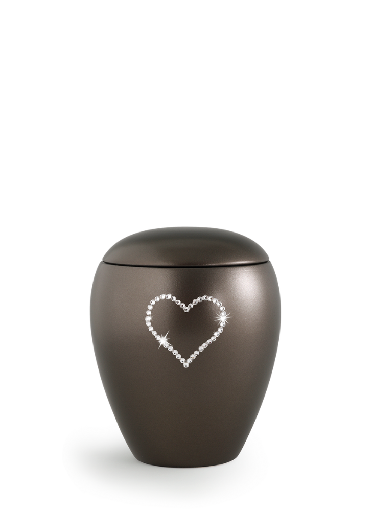 Zvířecí urna Crystal  Heart - Hnědá 0,5l